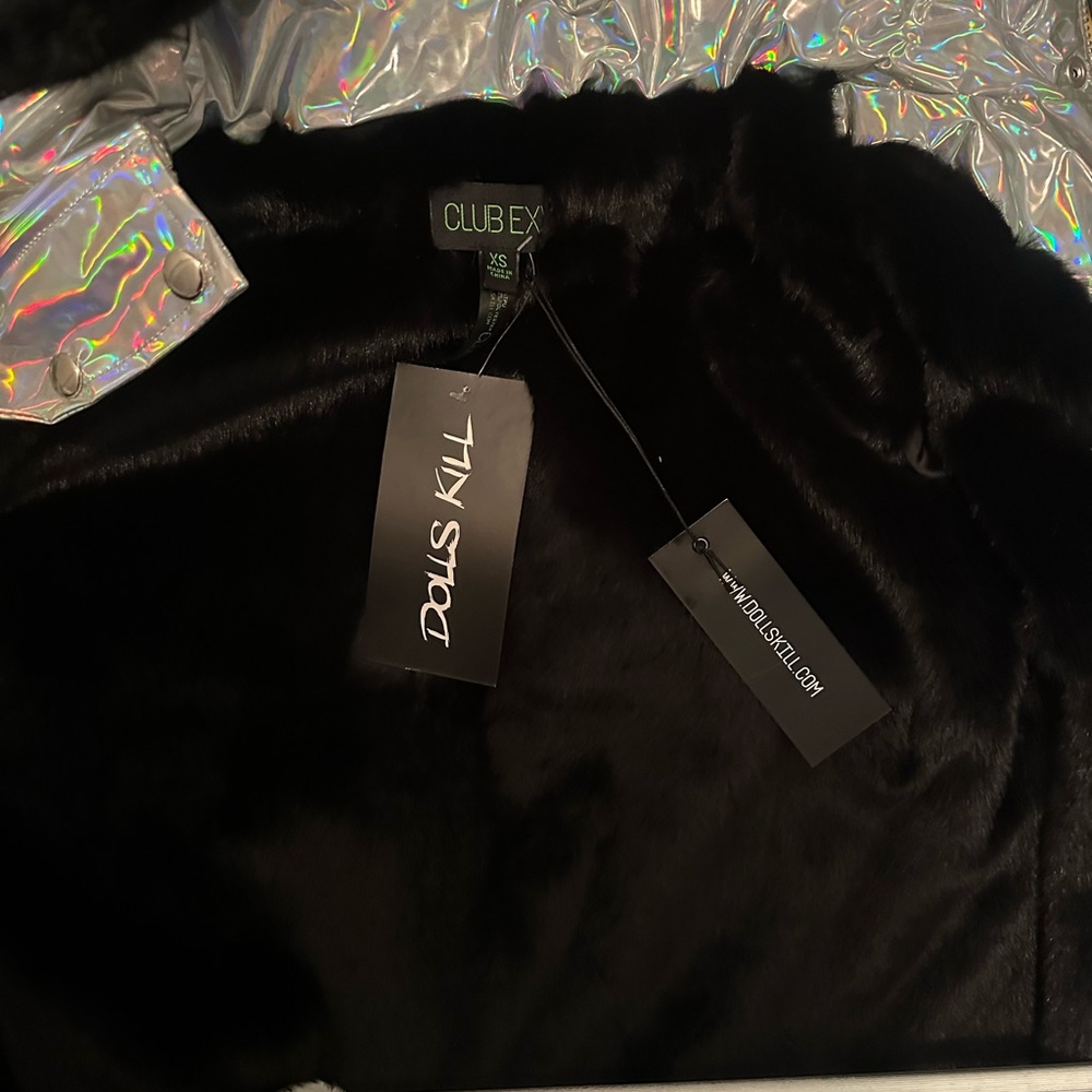 Dolls Kill NWT Dark Savage Signals holographic Puffer Jacket From Club EXX - Picture 11 of 11